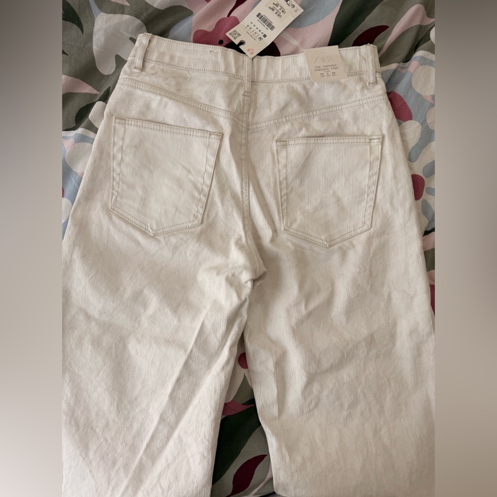 ZARA White Waxed Cracked Jeans Relaxed Fit Size 2 NEW! - Picture 8 of 15